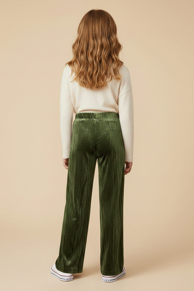 Pantalon Velours Vert Plissé Ample Fille - vue 2