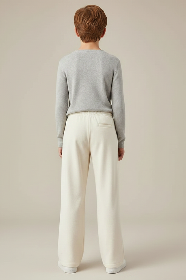 Pantalon Velours Crème Ample Confortable Garçon - Beige Molleton - vue 2