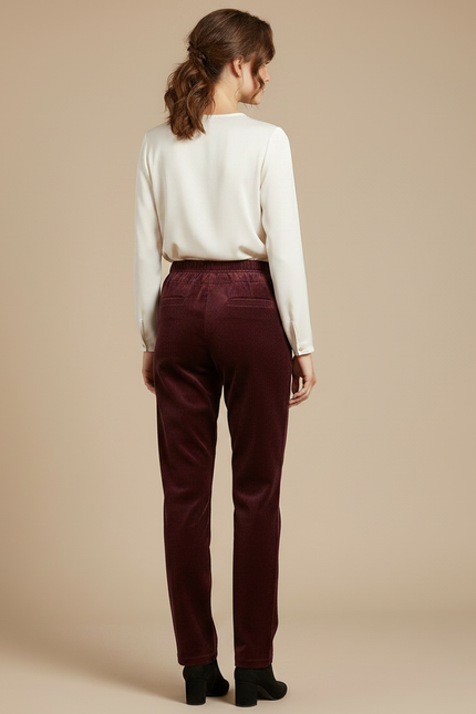 Pantalon Velours Cotelé Femme Bordeaux - Cordé - vue 2