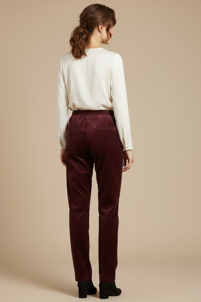 Pantalon Velours Cotelé Femme Bordeaux - Cordé - vue 2