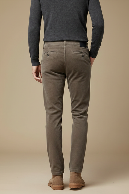 Pantalon Velours Marron Droit Extensible Chaud Homme - Cordé - vue 2
