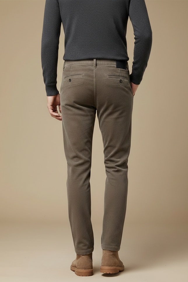 Pantalon Velours Marron Droit Extensible Chaud Homme - Cordé - vue 2