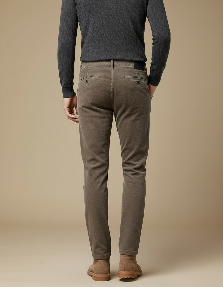 Pantalon Velours Marron Droit Extensible Chaud Homme - Cordé - vue 2