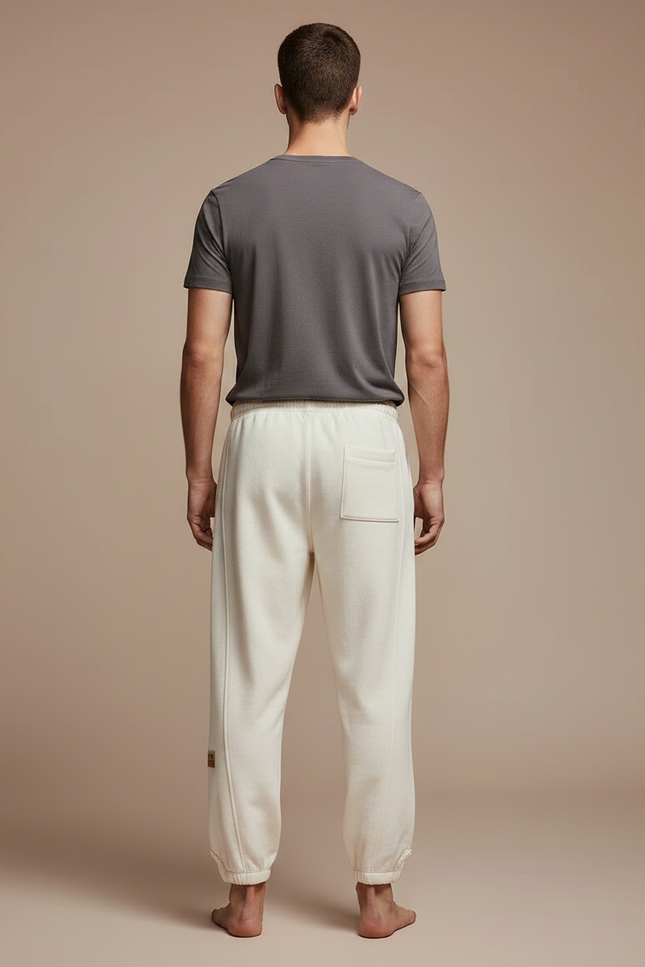 Pantalon Velours Écru Confortable Décontracté Homme Cordon - Beige Molleton - vue 2