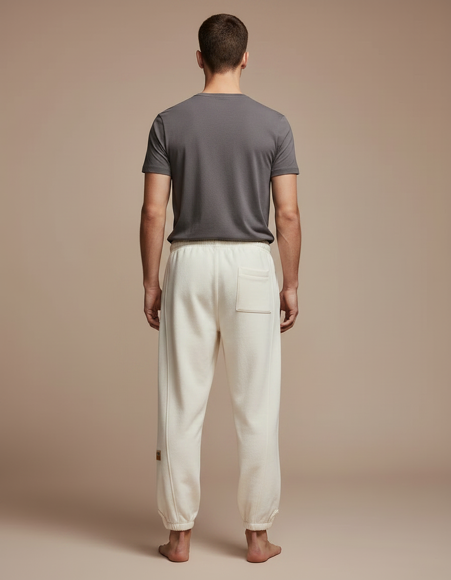Pantalon Velours Écru Confortable Décontracté Homme Cordon - Beige Molleton - vue 2