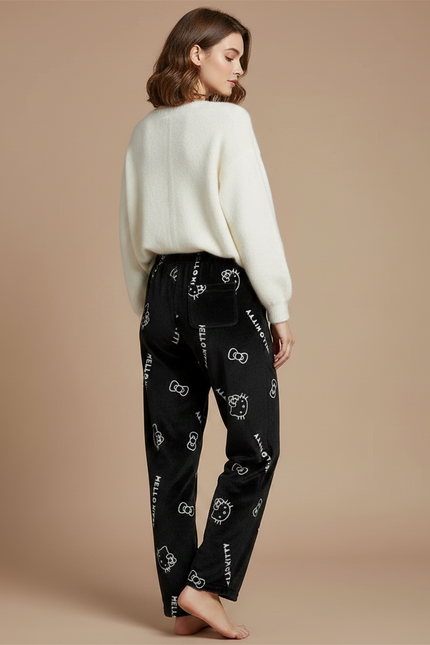 Pantalon Velours Noir Ample Hello Kitty Doux - vue 2