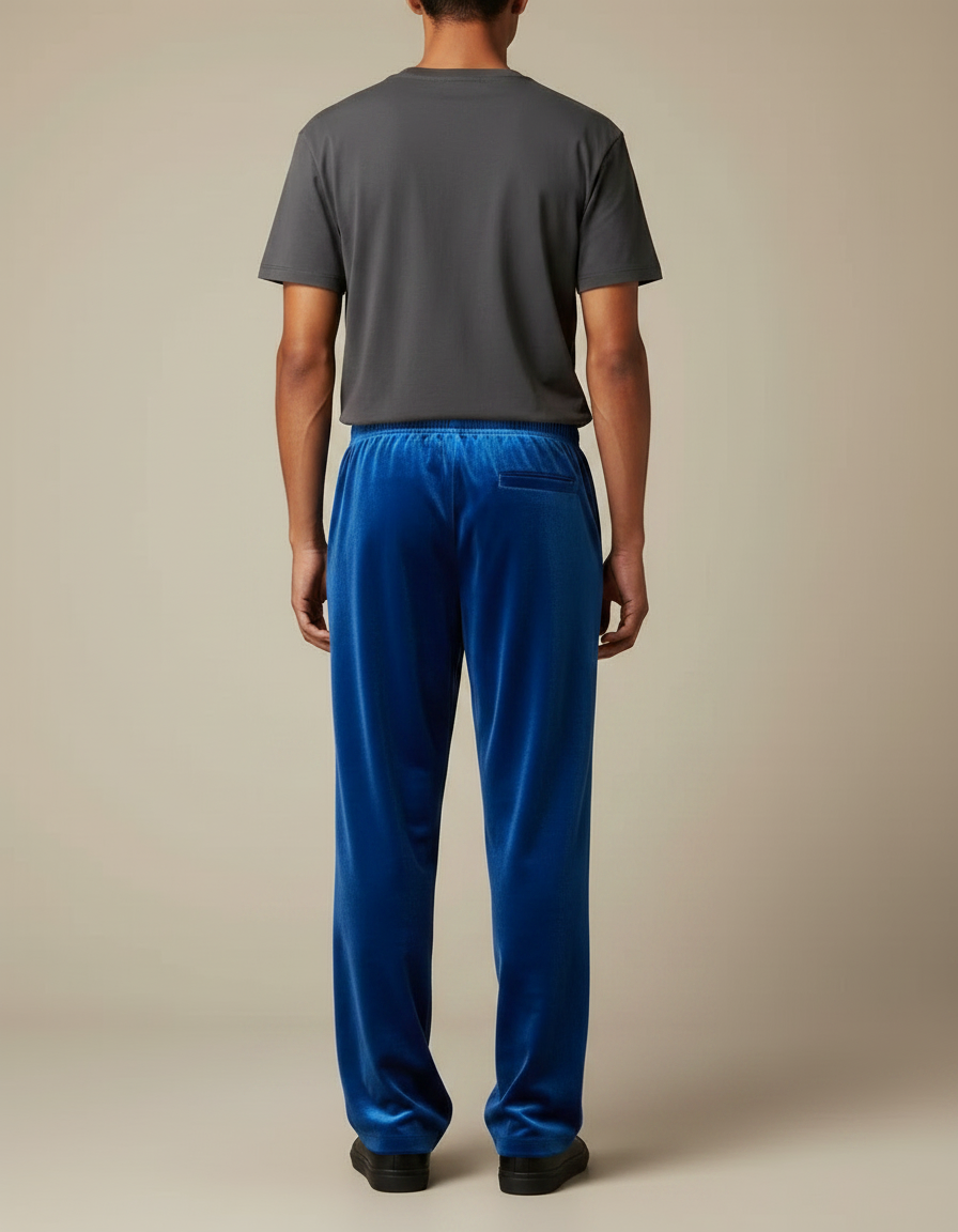 Pantalon Velours Bleu Royal Droit Ample Homme Décontracté - vue 2