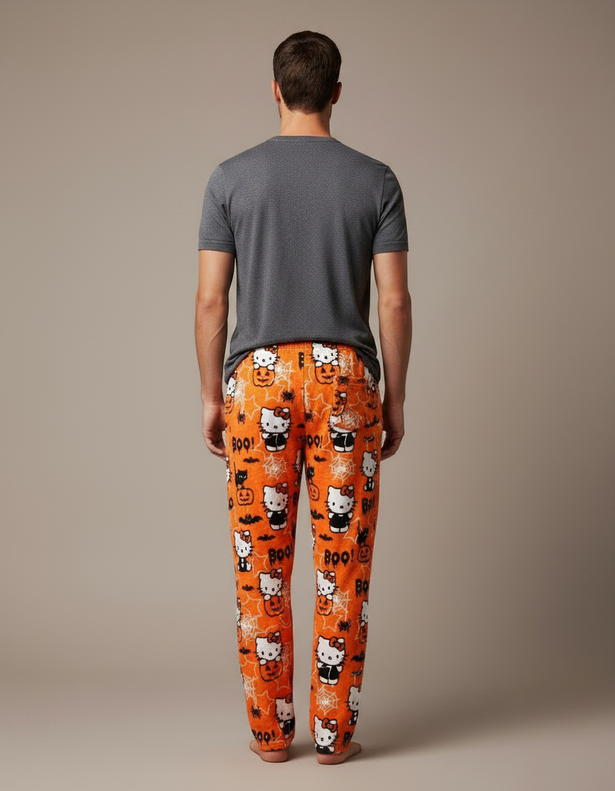 Pantalon Velours Orange Hello Kitty Halloween Décontracté - vue 2