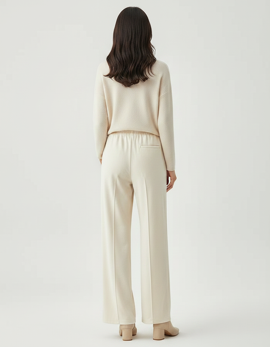 Pantalon Velours Beige Ample Épais Décontracté Femme - vue 2
