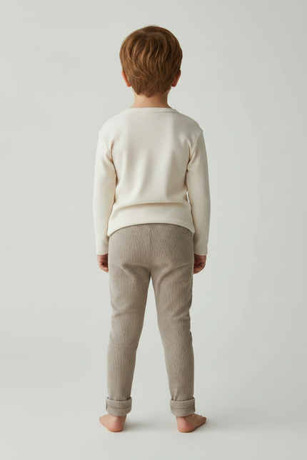 Pantalon Velours Côtelé Marron Élastique Enfant - Cordé - vue 2