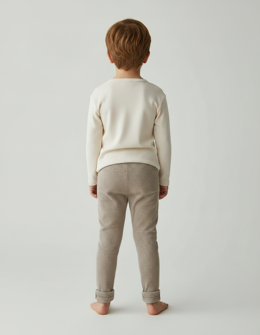 Pantalon Velours Côtelé Marron Élastique Enfant - Cordé - vue 2