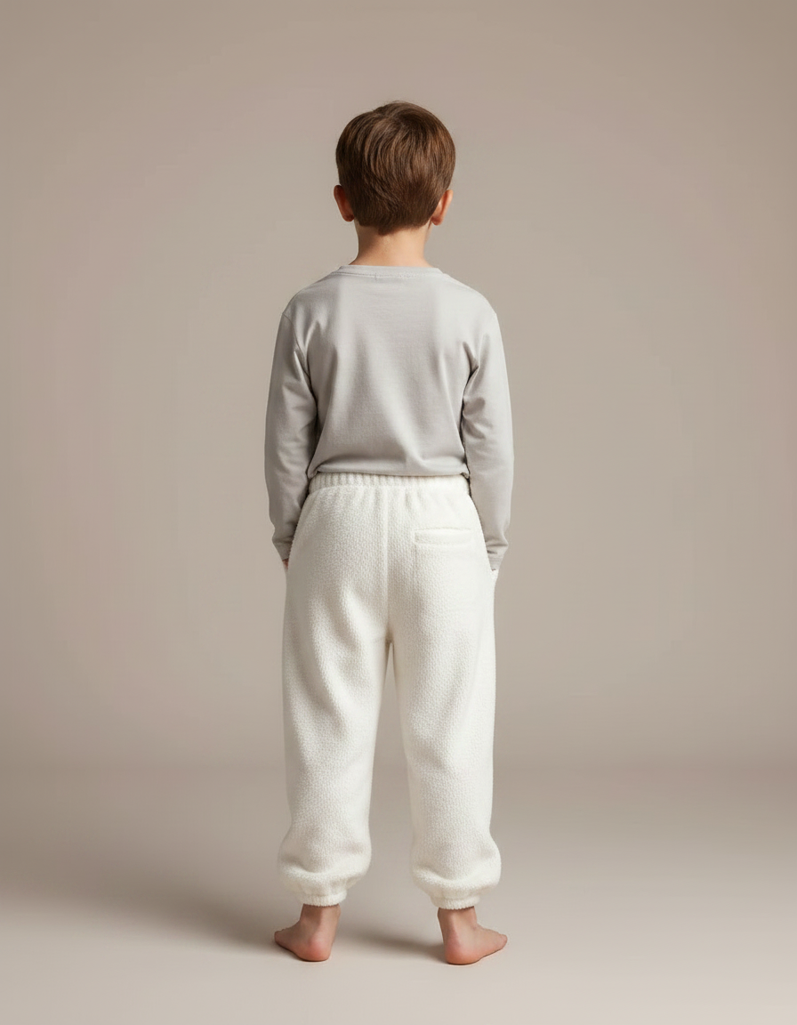 Pantalon Velours Enfant Beige Doux Ample Chaud - Molleton - vue 2