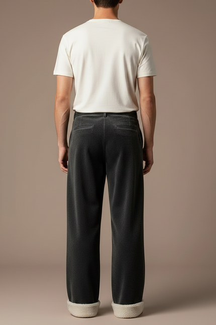 Pantalon Velours Gris Droit Ample Confortable Homme - vue 2