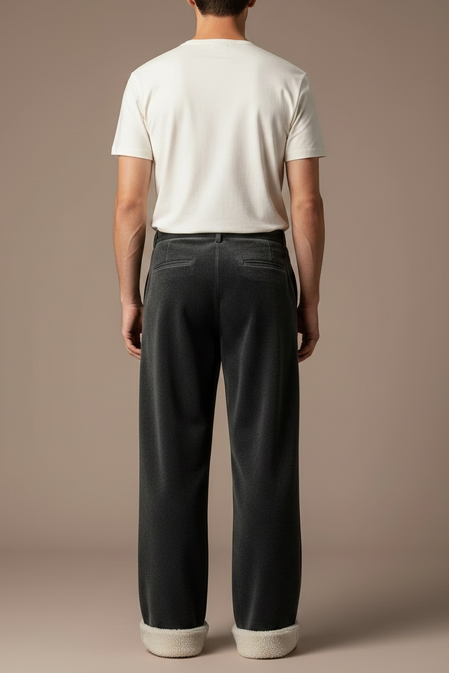 Pantalon Velours Gris Droit Ample Confortable Homme - vue 2