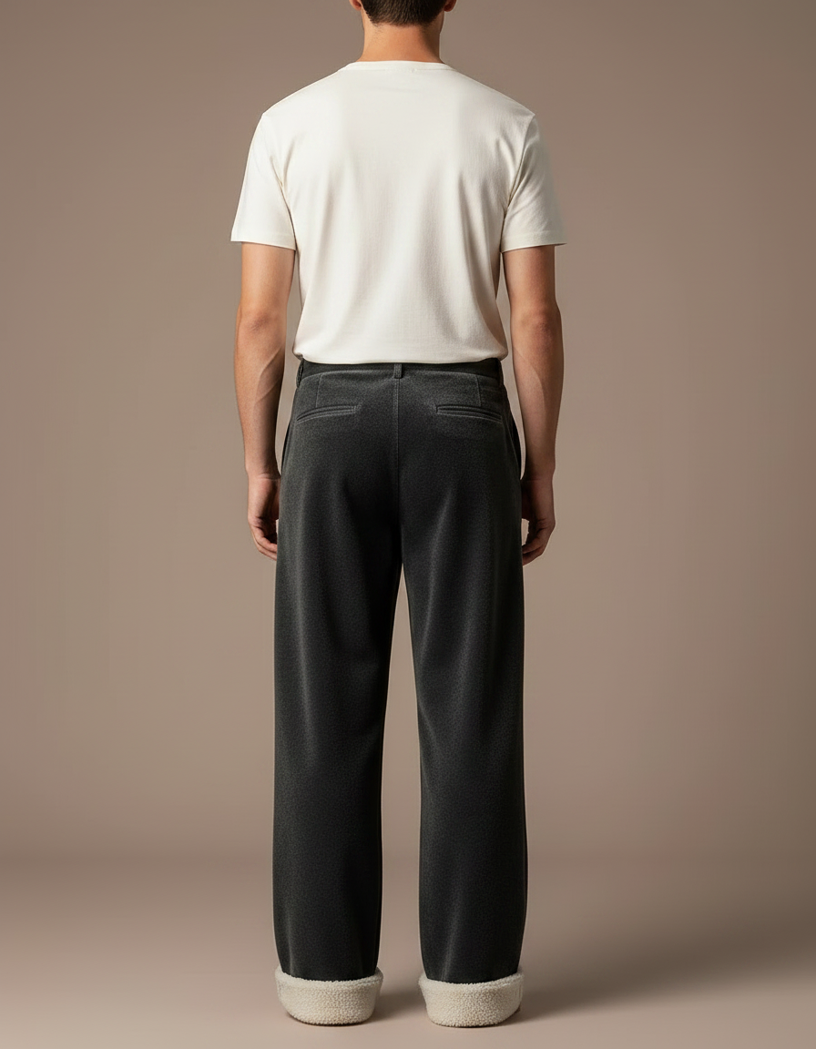 Pantalon Velours Gris Droit Ample Confortable Homme - vue 2