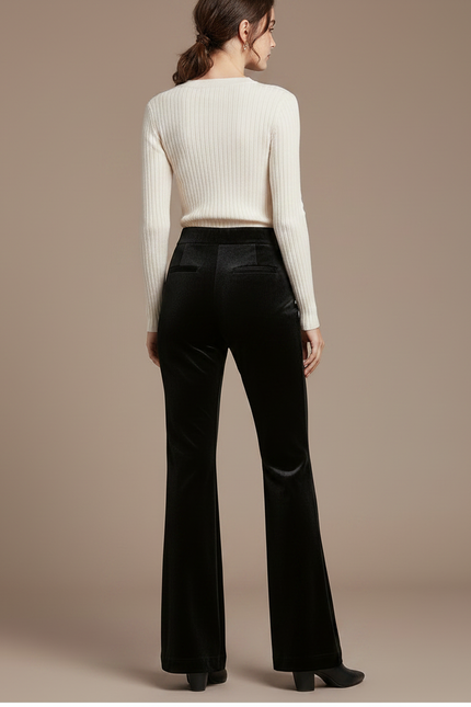 Pantalon Velours Patte D'eph Femme - Noir - vue 2