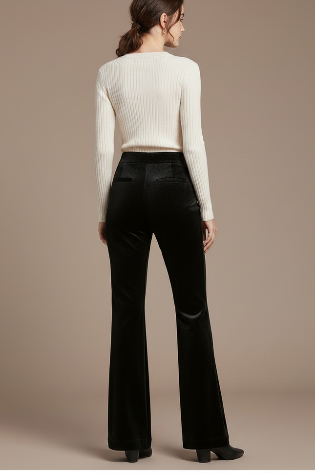 Pantalon Velours Patte D'eph Femme - Noir - vue 2