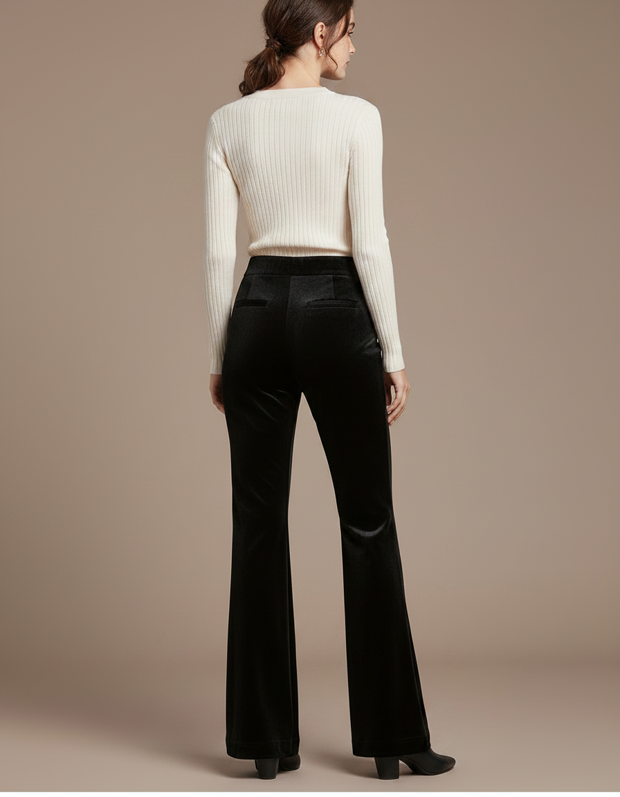 Pantalon Velours Patte D'eph Femme - Noir - vue 2