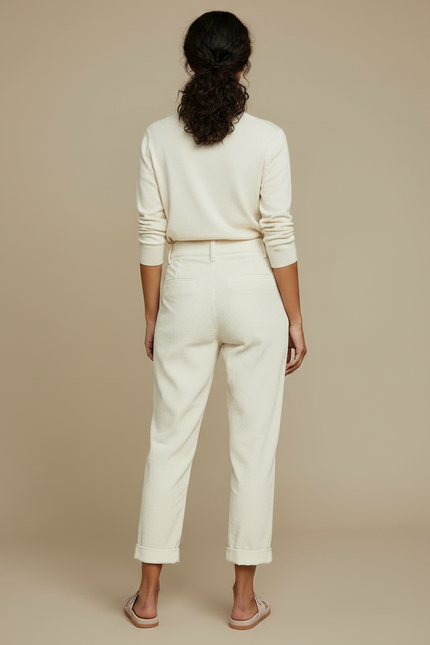 Pantalon Velours Femme Blanc - Cordé - vue 2