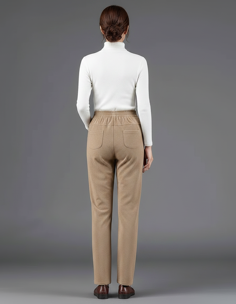Pantalon Velours Beige Droit Décontracté Chaud Hiver Femme - vue 2