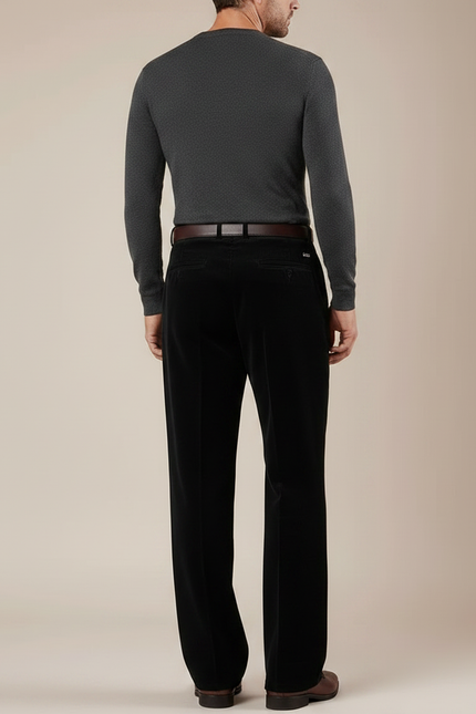 Pantalon Velours Taille Haute Homme - Noir Cordé - vue 2