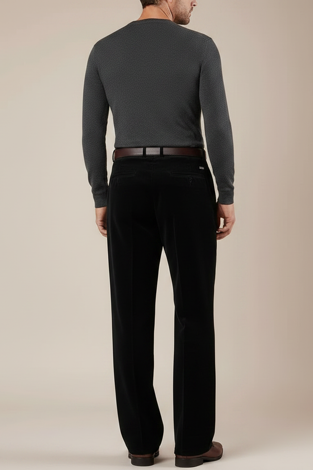 Pantalon Velours Taille Haute Homme - Noir Cordé - vue 2