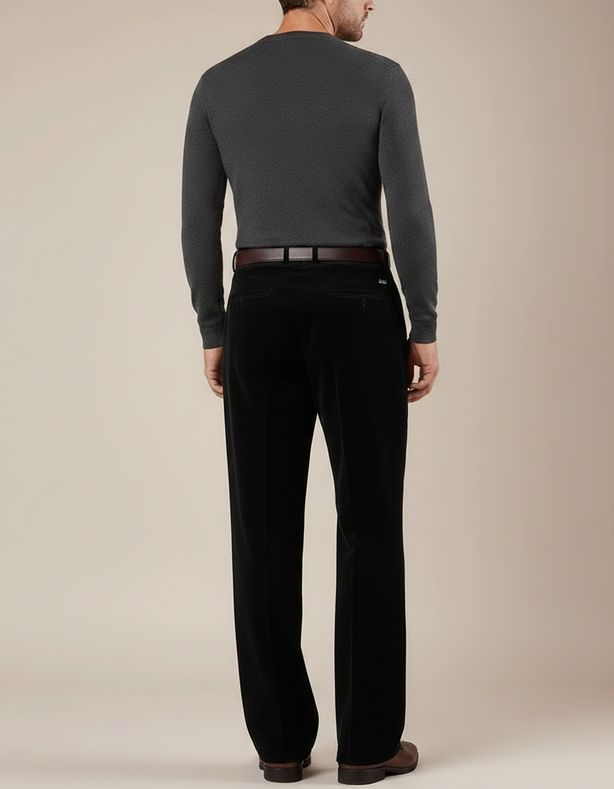 Pantalon Velours Taille Haute Homme - Noir Cordé - vue 2