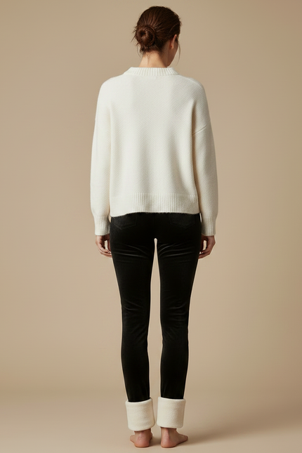 Pantalon Velours Noir Slim Doublé Polaire Femme - vue 2