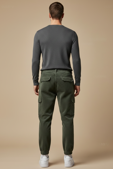 Pantalon Velours Cargo Vert Côtelé Décontracté Homme - Cordé - vue 2