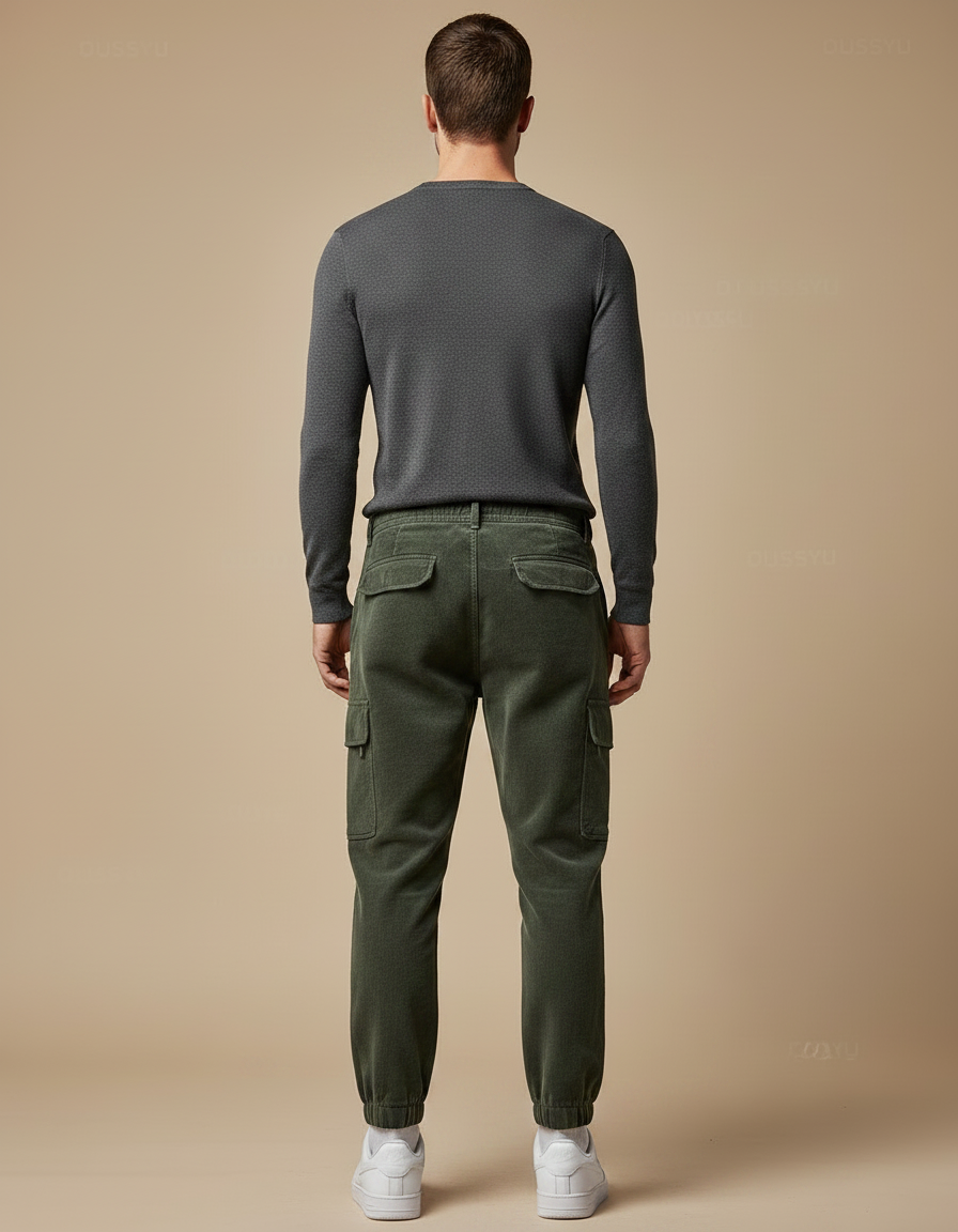 Pantalon Velours Cargo Vert Côtelé Décontracté Homme - Cordé - vue 2