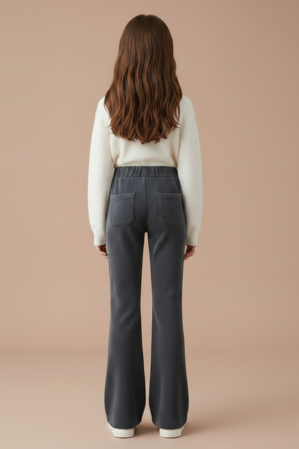 Pantalon Velours Gris Évasé Côtelé Élastiqué Enfant - vue 2