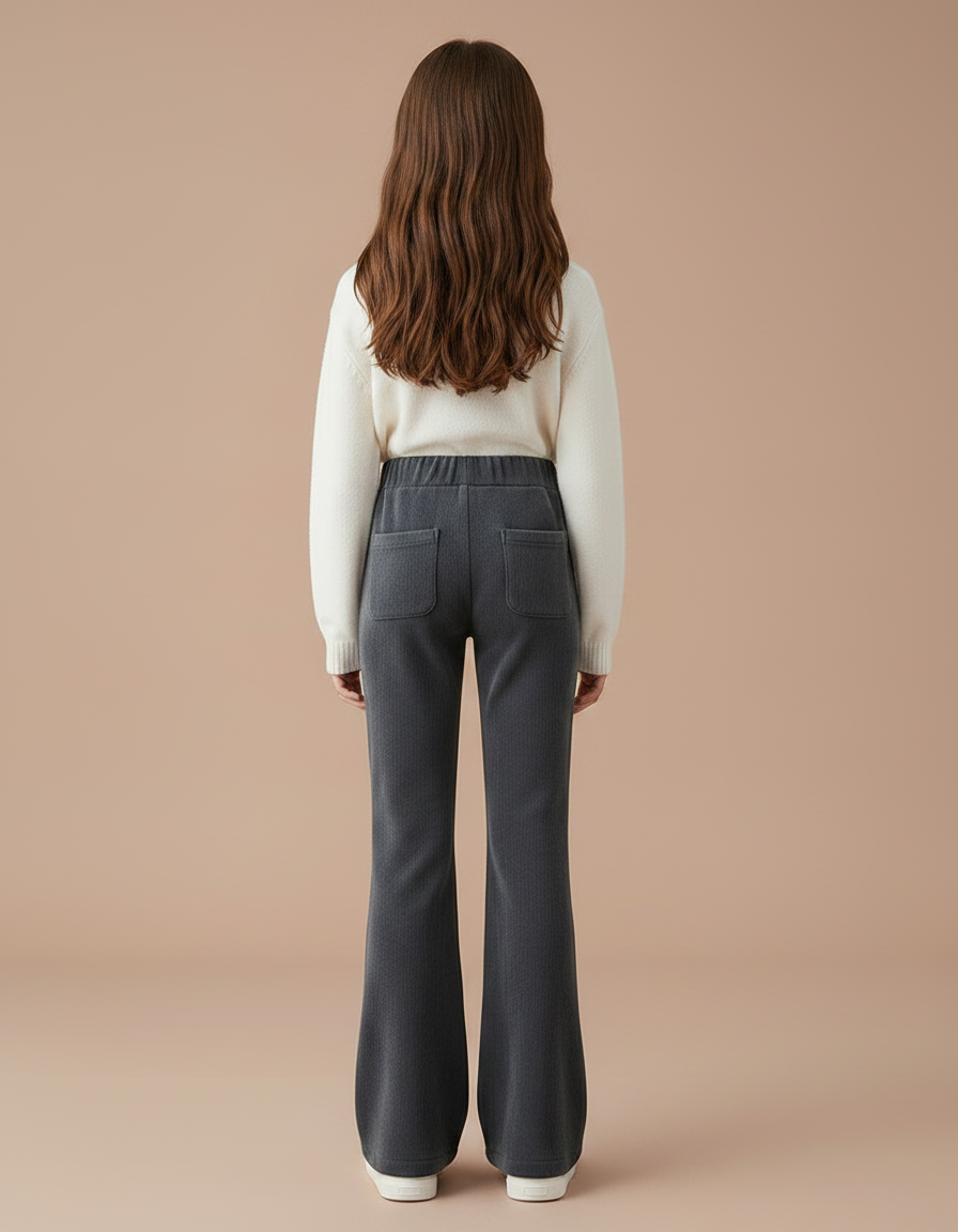 Pantalon Velours Gris Évasé Côtelé Élastiqué Enfant - vue 2