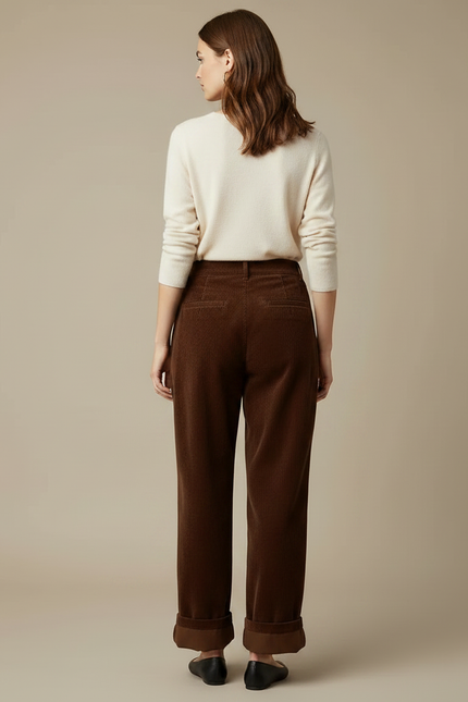 Pantalon Velours Côtelé - Marron Femme - Cordé - vue 2