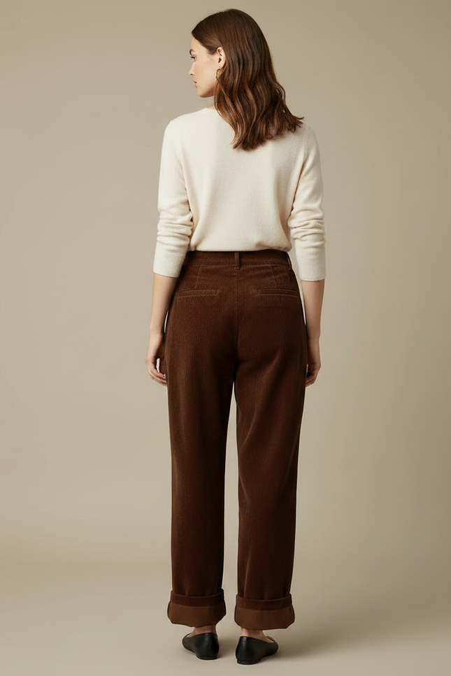 Pantalon Velours Côtelé - Marron Femme - Cordé - vue 2