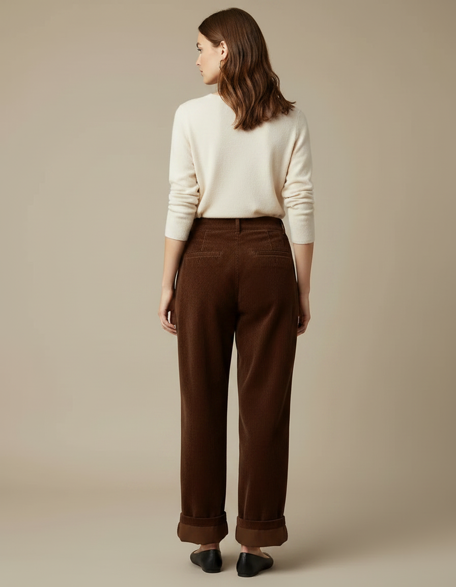 Pantalon Velours Côtelé - Marron Femme - Cordé - vue 2