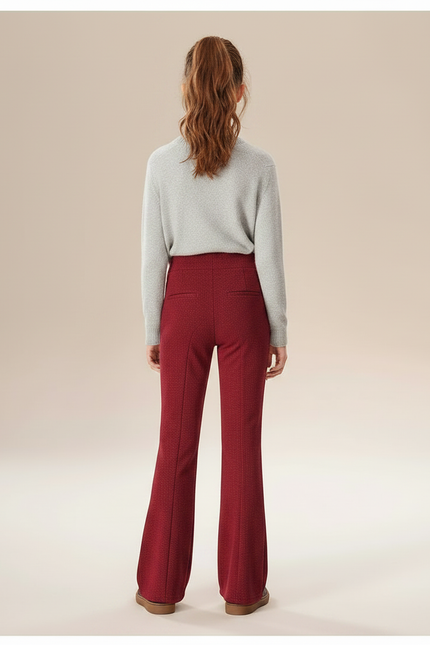 Pantalon Velours Rouge Évasé Pailleté Confortable Fille - Bordeaux - vue 2
