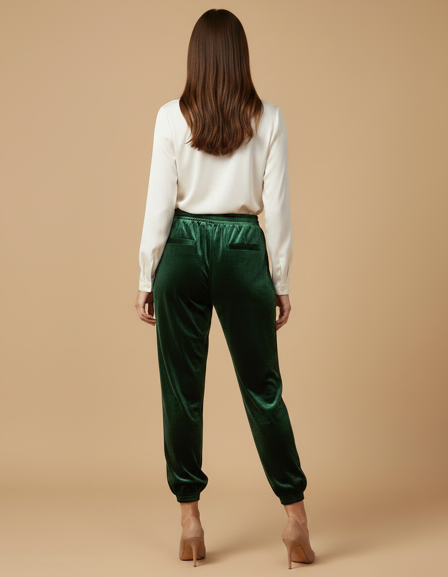 Pantalon Velours Femme Vert Bouteille - vue 2
