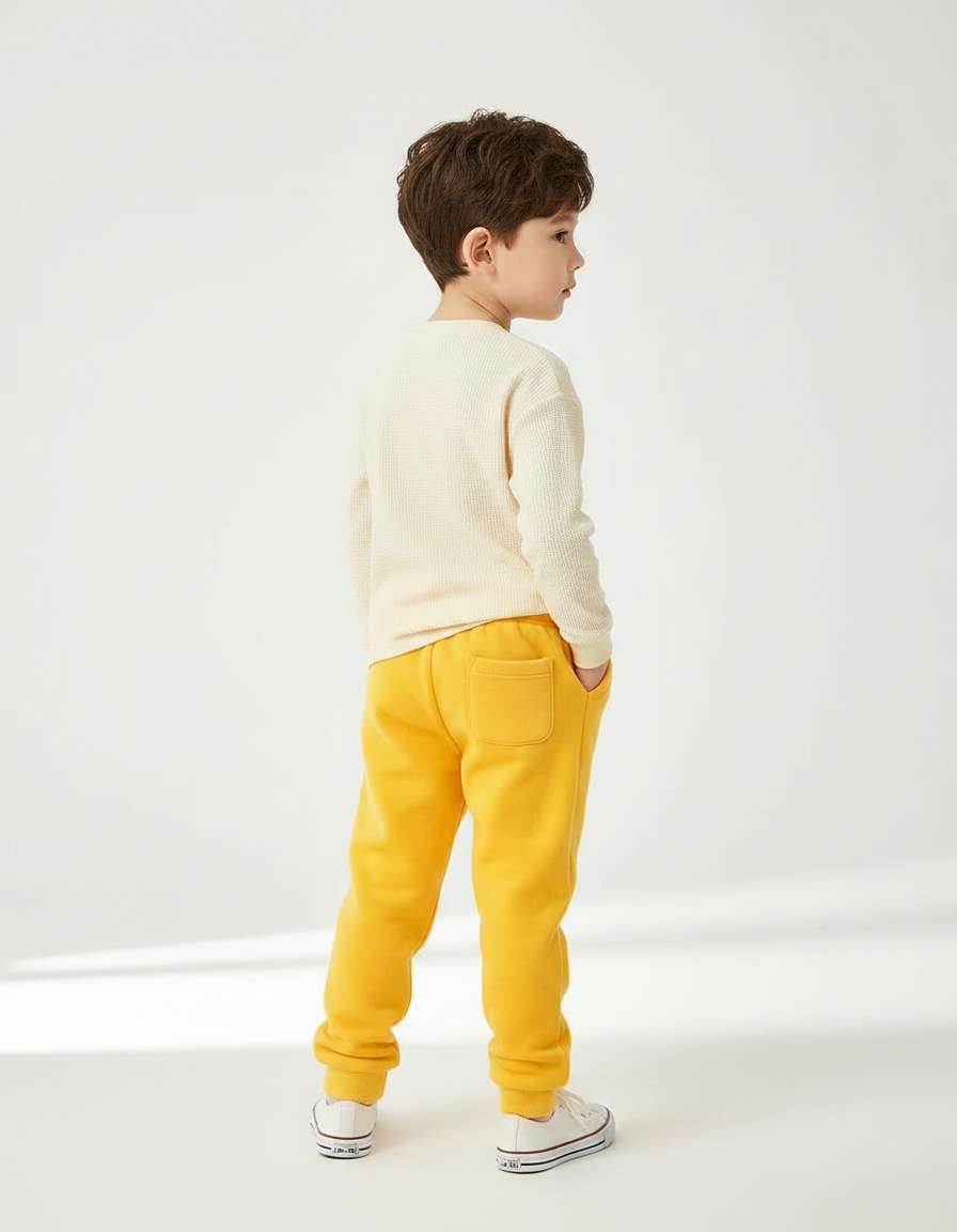 Pantalon Velours Jaune Brodé Ourson Enfant Doux - vue 2