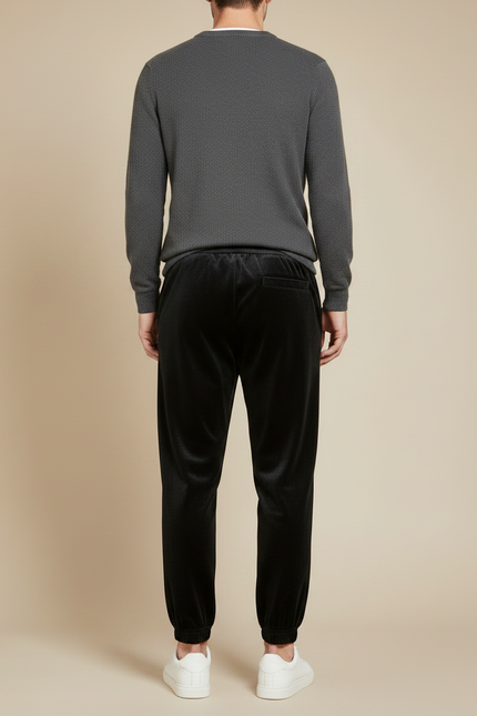 Pantalon Velours Noir Homme Sport Élégant Cordon - vue 2