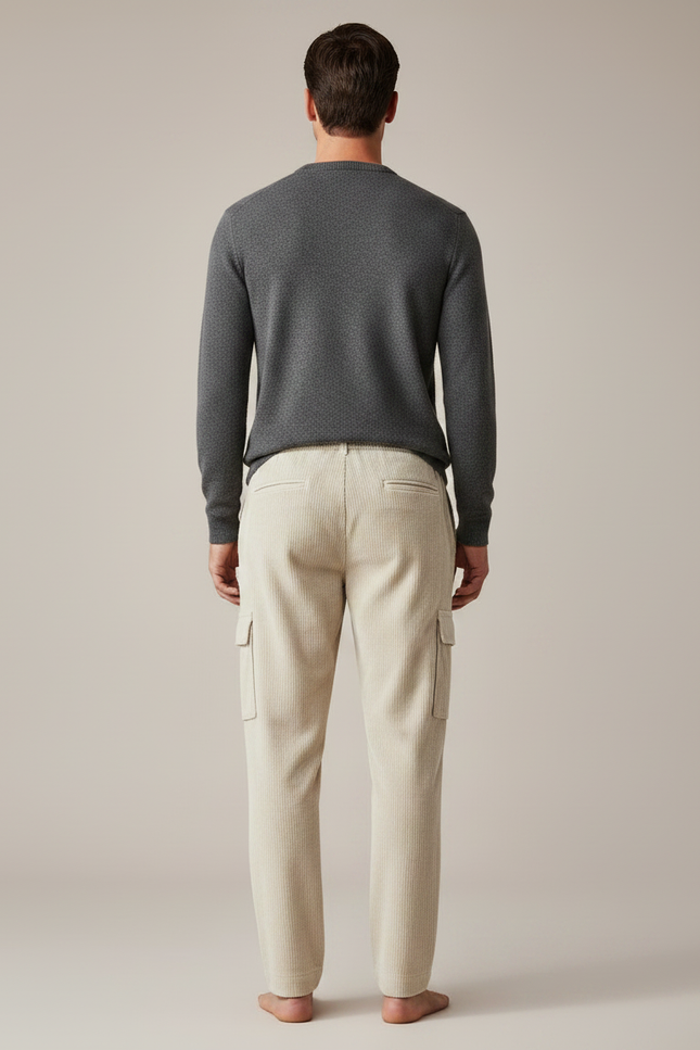 Pantalon Velour Cargo - Beige Cordé - vue 2