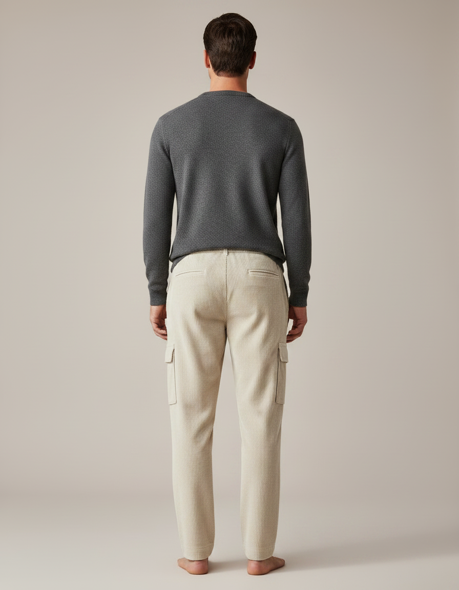 Pantalon Velour Cargo - Beige Cordé - vue 2