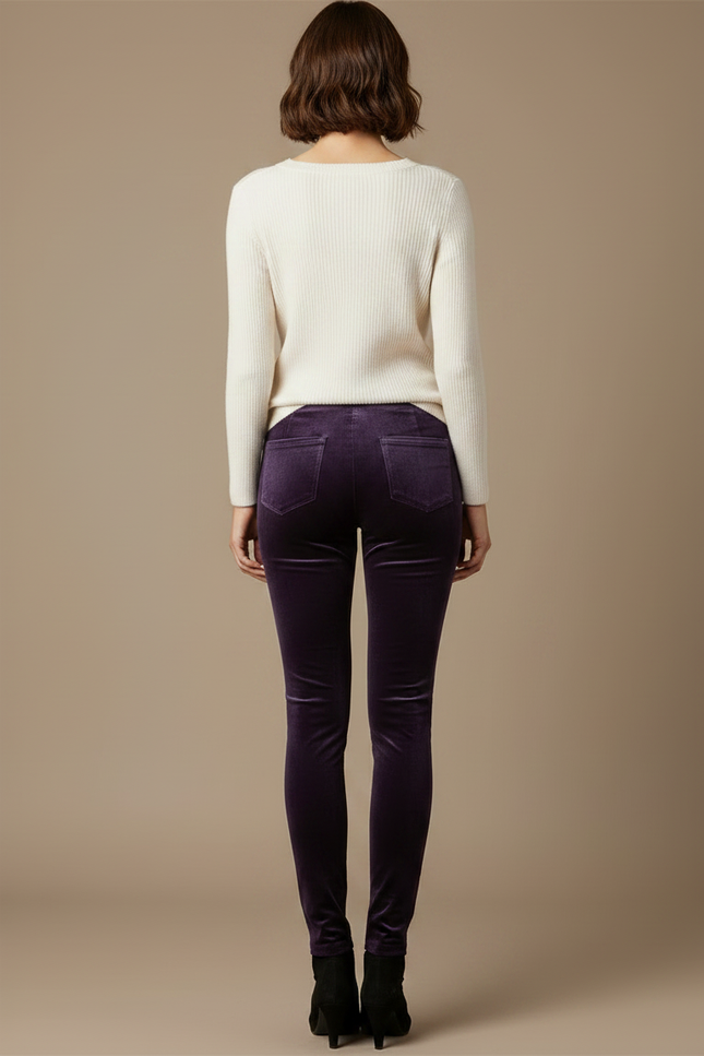Pantalon Velours Violet Slim Confortable Femme - vue 2