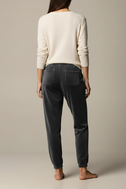 Pantalon Velours Gris Anthracite Doux Cordon Décontracté - vue 2