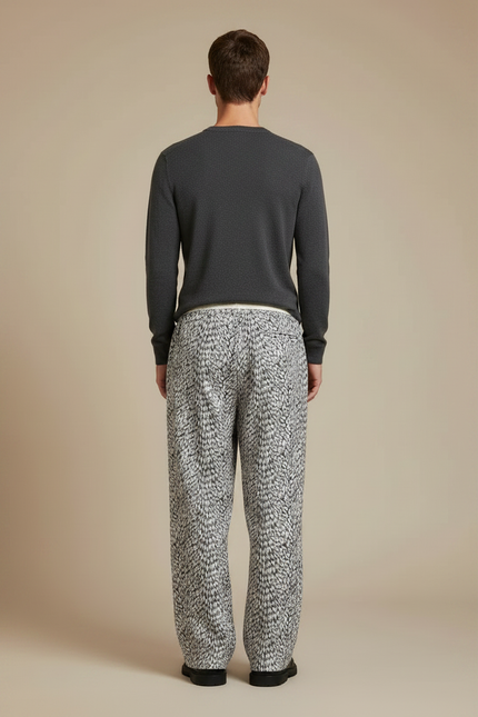 Pantalon Velours Imprimé Léopard Ample Homme Décontracté - vue 2