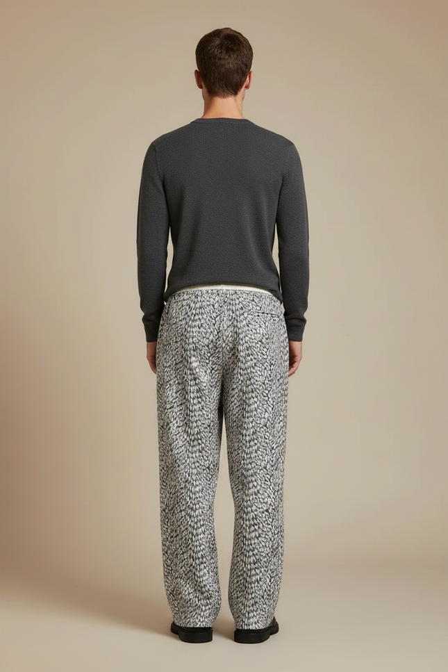 Pantalon Velours Imprimé Léopard Ample Homme Décontracté - vue 2