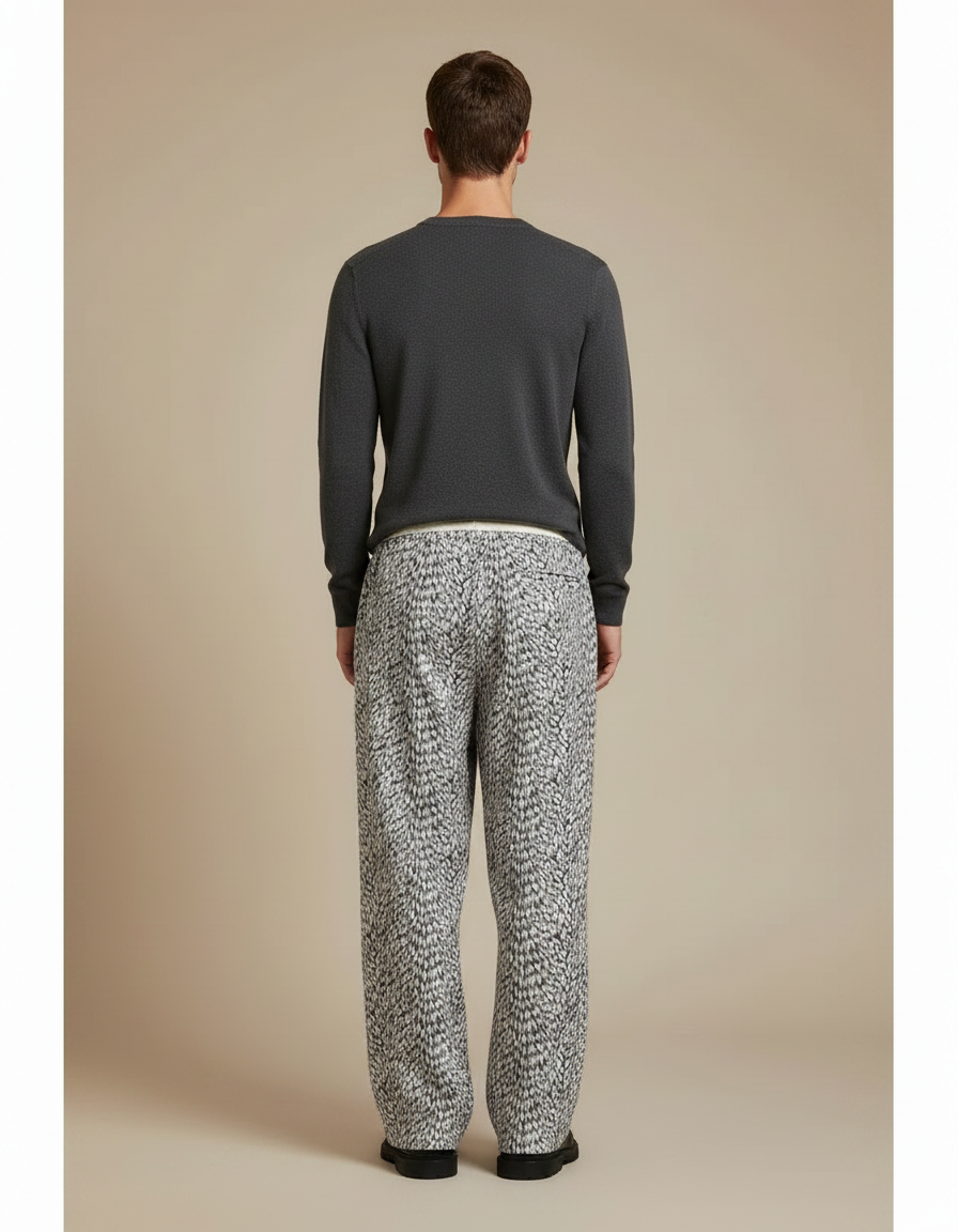 Pantalon Velours Imprimé Léopard Ample Homme Décontracté - vue 2