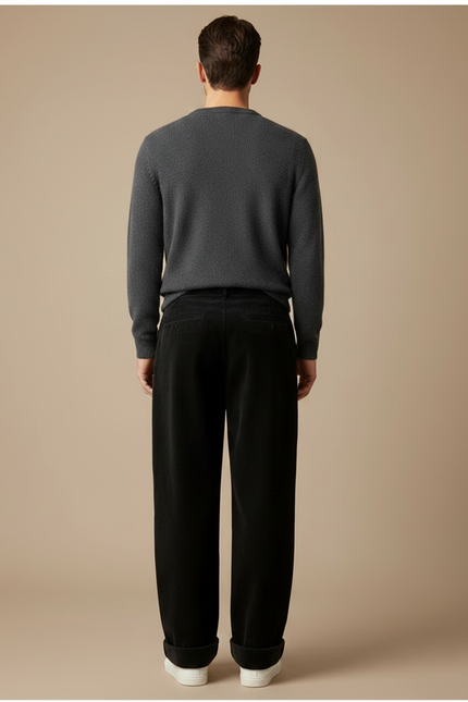 Pantalon Velours Noir Ample Côtelé Homme - Cordé - vue 2