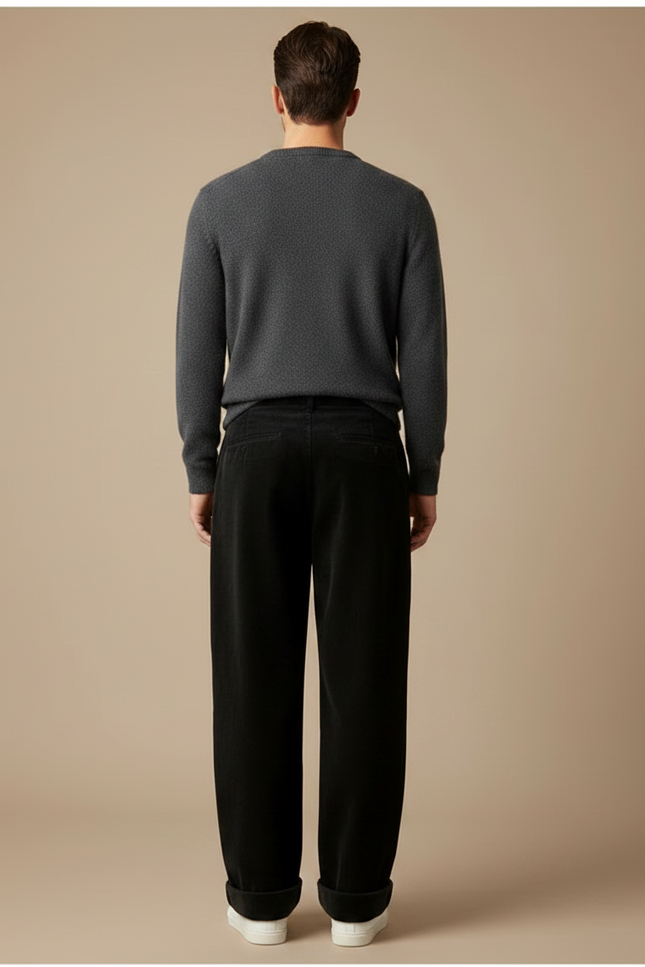Pantalon Velours Noir Ample Côtelé Homme - Cordé - vue 2