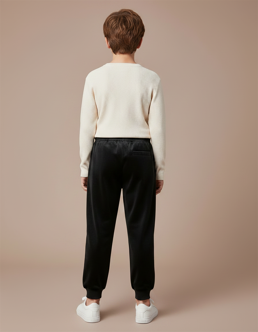 Pantalon Velours Noir Jogger Enfant Doux Confortable - vue 2