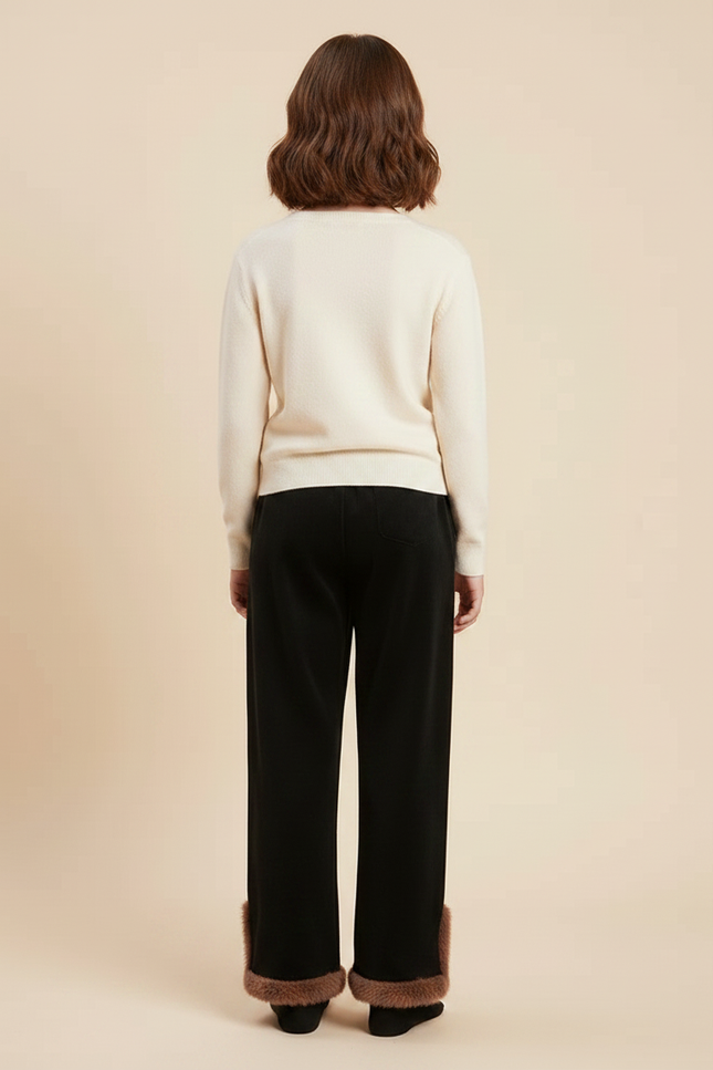 Pantalon Velours Noir Fille Doux Élastique Hiver - vue 2
